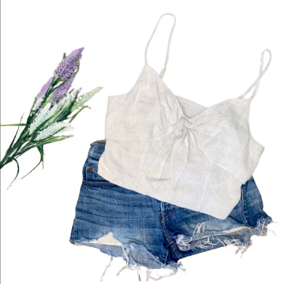 Gentle Fawn Tops - 3 for $40 ✨ Gentle Fawn Linen & Cotton Blend Tie Front Crop Top